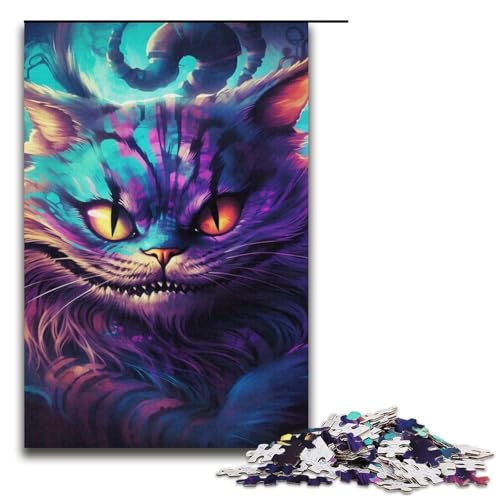 1000 teiliges Puzzle psychedelisches Tier Katzen Puzzle Holzpuzzle Lernspiele Heimdekoration 1000 Teile (38 x 26 cm) von mowenbingpeng