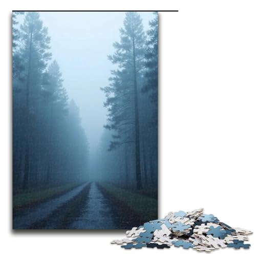 1000-teiliges Puzzle rauchbedeckter kalter Wald Puzzle für Erwachsene und Kinder Holzpuzzle pädagogisches Spielzeug zum Stressabbau Puzzle 1000 Teile (75 x 50 cm) von mowenbingpeng