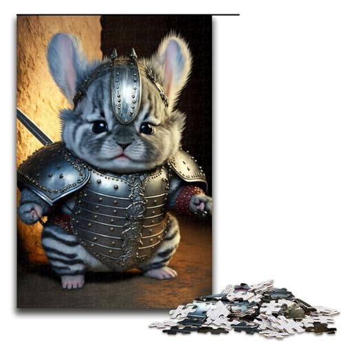 1000-teiliges Puzzle süßer Chinchilla-Krieger Puzzle für Erwachsene Holzpuzzle Familienspiele 1000 Teile (75 x 50 cm) von mowenbingpeng