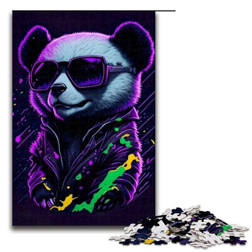 1000-teiliges Puzzle süßer skurriler Panda für Erwachsene und Kinder Holzpuzzle pädagogisches Spielzeug zum Stressabbau Puzzle 1000 Teile (75 x 50 cm) von mowenbingpeng