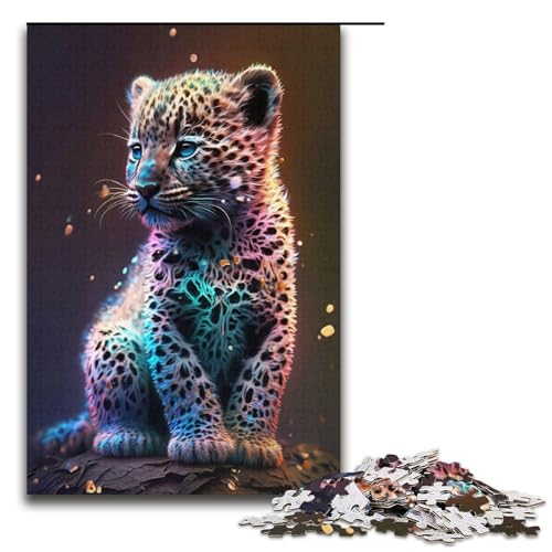 1000-teiliges Puzzle süßes Universum Baby-Leopard Papierpuzzle Lernspiele Heimdekoration 1000 Teile (38 x 26 cm) von mowenbingpeng