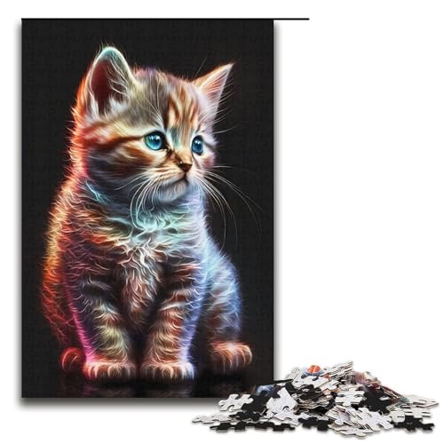 1000-teiliges Puzzle süßes kosmisches Kätzchen Puzzle für Erwachsene Papierpuzzle anspruchsvolles Spiel 1000 Teile (38 x 26 cm) von mowenbingpeng