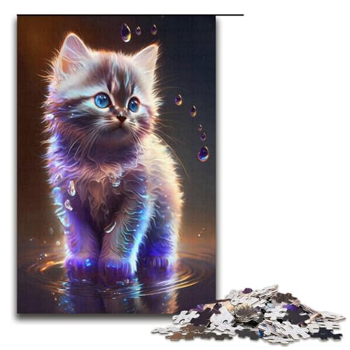1000-teiliges Puzzle süßes kosmisches Kätzchen Puzzle für Erwachsene Papierpuzzle anspruchsvolles Spiel 1000 Teile (38 x 26 cm) von mowenbingpeng