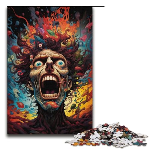 1000-teiliges Puzzle verrücktes buntes Dämonen-Puzzle für Erwachsene Holzpuzzle anspruchsvolles Spiel 1000 Teile (38 x 26 cm) von mowenbingpeng