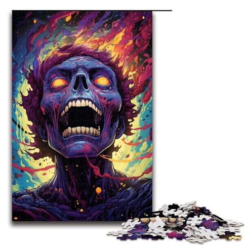 1000-teiliges Puzzle verrücktes buntes Dämonen-Puzzle für Erwachsene Holzpuzzle anspruchsvolles Spiel 1000 Teile (75 x 50 cm) von mowenbingpeng