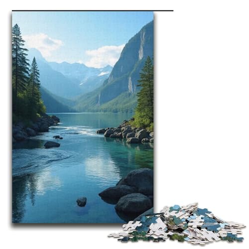1000-teiliges Puzzle wunderschöne Flüsse und Berge Puzzle für Erwachsene Holzpuzzle Familienspiel 1000 Teile (38 x 26 cm) von mowenbingpeng