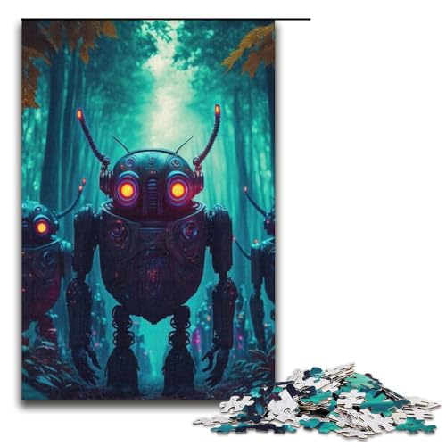 1000-teiliges Puzzlespiel „Roboter im Wald“ für Erwachsene geeignet für Paare und Teenager ab 14 Jahren 1000 Teile (38 x 26 cm) von mowenbingpeng