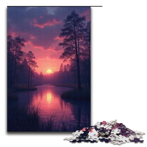 1000-teiliges Puzzlespiel Sonnenuntergangslandschaft für Erwachsene geeignet für Paare und Teenager ab 14 Jahren 1000 Teile (38 x 26 cm) von mowenbingpeng