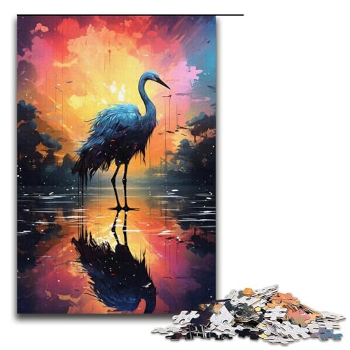 1000-teiliges Puzzlespiel mit Farbmalerei und Kranichmotiv geeignet für Paare und Jugendliche ab 14 Jahren 1000 Teile (38 x 26 cm) von mowenbingpeng
