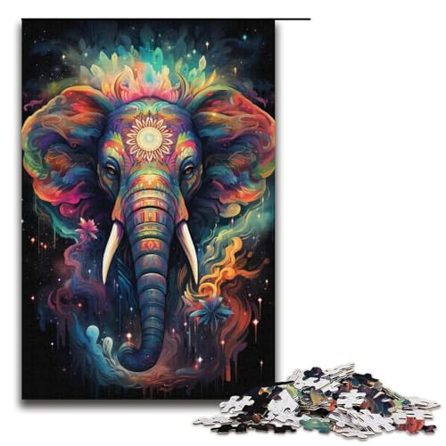 1000-teiliges Puzzlespiel mit farbenfrohem Elefantenmotiv geeignet für Paare und Teenager ab 14 Jahren 1000 Teile (38 x 26 cm) von mowenbingpeng