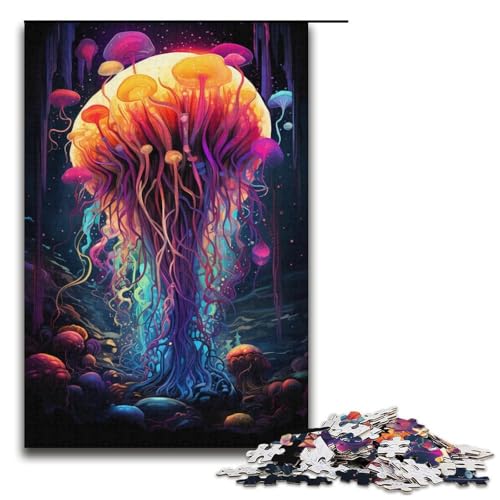 1000-teiliges Quallen-Puzzle zum Ausmalen für Erwachsene unmögliches Puzzle zum Stressabbau für Teenager ab 14 Jahren 1000 Teile (38 x 26 cm) von mowenbingpeng