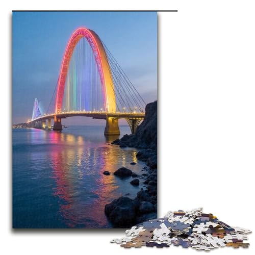 1000-teiliges Rainbow Bridge-Puzzle für Erwachsene Holzpuzzle Familienspiele 1000 Teile (75 x 50 cm) von mowenbingpeng