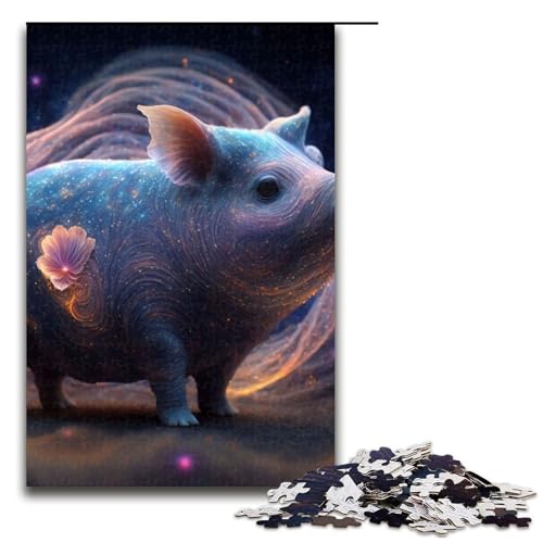 1000-teiliges Schweine-Puzzle für Erwachsene Holzpuzzle Familienspiele 1000 Teile (75 x 50 cm) von mowenbingpeng