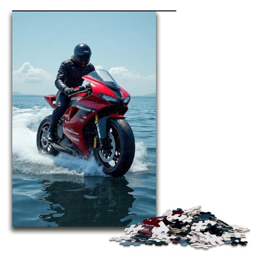 1000-teiliges Seemotorrad-Puzzle für Erwachsene Holzpuzzle Familienspiele 1000 Teile (75 x 50 cm) von mowenbingpeng