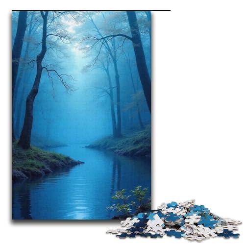 1000-teiliges Spring Water Blue Puzzle Geschenke Puzzles für Erwachsene Weihnachtswunschliste mit Weihnachtsmann für Teenager ab 14 Jahren 1000 Teile (38 x 26 cm) von mowenbingpeng