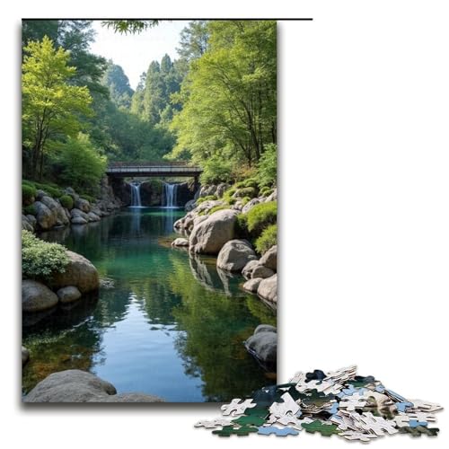 1000-teiliges Steingarten- und Teich-Puzzle für Erwachsene unmögliches Puzzle zum Stressabbau für Teenager ab 14 Jahren 1000 Teile (75 x 50 cm) von mowenbingpeng