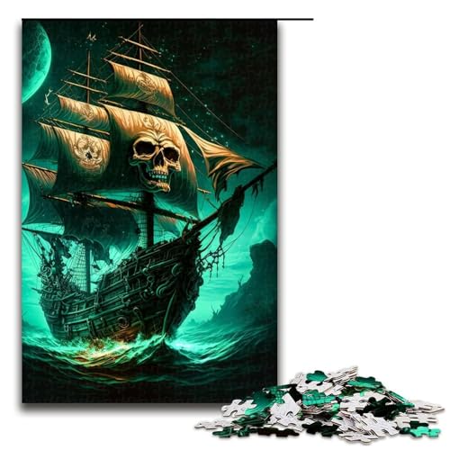 1000-teiliges Totenkopf-Piratenschiff-Puzzle für Erwachsene, unmögliches Puzzle zum Stressabbau für Teenager ab 14 Jahren, 1000 Teile 1000-teiliges Totenkopf-Piratenschiff-Puzzle für Erwachsene, unmögliches Puzzle zum Stressabbau für Teenager ab 14 Jahren, 1000 Teile von mowenbingpeng