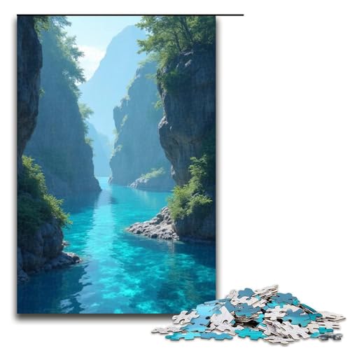 1000-teiliges Wasserpuzzle für Kinder Holzpuzzle Heimkunstdekor 1000 Teile (75 x 50 cm) von mowenbingpeng