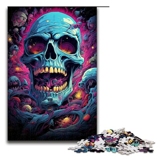 1000-teiliges Zeichnungspuzzle „Böses Monster“ für Erwachsene Holzpuzzle Familienspiele 1000 Teile (75 x 50 cm) von mowenbingpeng