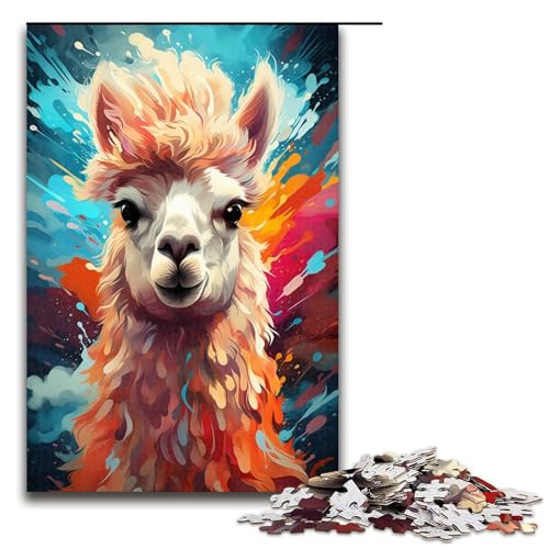1000-teiliges buntes Alpaka-Puzzle für Erwachsene Holzpuzzle Familienspiele 1000 Teile (75 x 50 cm) von mowenbingpeng