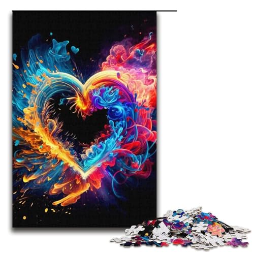 1000-teiliges buntes Herz-Puzzle für Erwachsene unmögliches Puzzle zum Stressabbau für Teenager ab 14 Jahren 1000 Teile (38 x 26 cm) von mowenbingpeng
