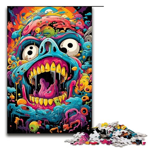1000-teiliges buntes Kunstmonster-Puzzle für Kinder Holzpuzzle Heimkunstdekor 1000 Teile (75 x 50 cm) von mowenbingpeng