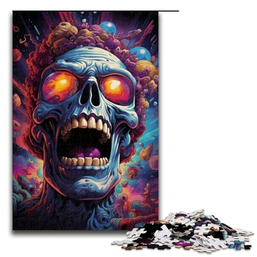 1000-teiliges buntes Totenkopf-Monster-Puzzle für Erwachsene Holzpuzzle Familienspiele 1000 Teile (75 x 50 cm) von mowenbingpeng