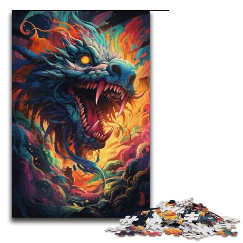 1000-teiliges buntes chinesisches Drachenpuzzle für Kinder Holzpuzzle Heimkunstdekor 1000 PCS (38 x 26 cm) von mowenbingpeng