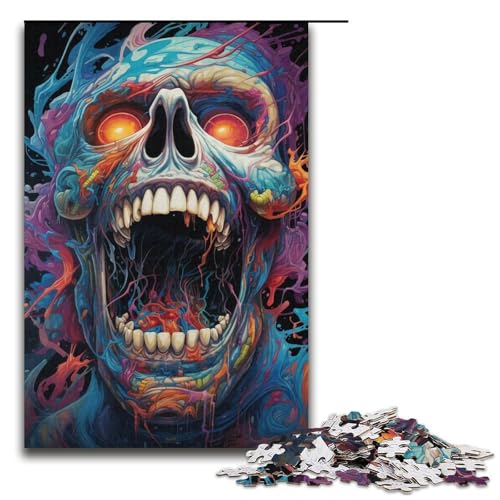 1000-teiliges farbenfrohes Kunst-Monster-Puzzle Geschenke Puzzle für Erwachsene Weihnachtswunschliste mit Weihnachtsmann für Teenager ab 14 Jahren 1000 Teile (38 x 26 cm) von mowenbingpeng