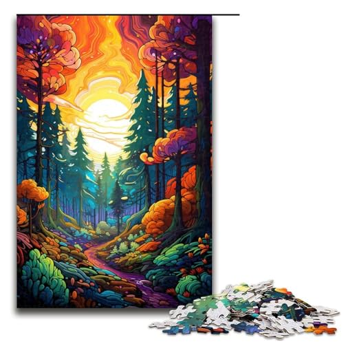 1000-teiliges farbenfrohes psychedelisches Dschungel-Puzzle für Erwachsene unmögliches Puzzle zum Stressabbau für Teenager ab 14 Jahren 1000 Teile (75 x 50 cm) von mowenbingpeng