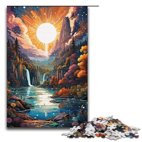 1000-teiliges farbenfrohes psychedelisches Puzzle mit Plitvicer Seen Geschenk-Puzzle für Erwachsene Weihnachtswunschliste mit Weihnachtsmann für Teenager ab 14 Jahren 1000 Teile (38 x 26 cm) von mowenbingpeng