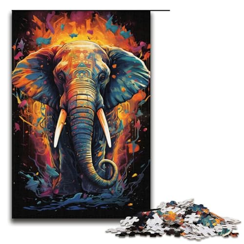 1000-teiliges farbiges Elefanten-Puzzle Geschenk-Puzzle für Erwachsene Weihnachtswunschliste mit Weihnachtsmann für Teenager ab 14 Jahren 1000 Teile (38 x 26 cm) von mowenbingpeng