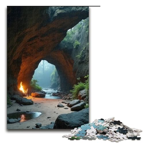 1000-teiliges kleines Höhlenpuzzle für Erwachsene Holzpuzzle Familienspiele 1000 Teile (75 x 50 cm) von mowenbingpeng