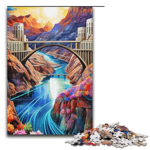1000-teiliges psychedelisches Hoover-Staudamm-Puzzle Geschenke Puzzle für Erwachsene Weihnachtswunschliste mit Weihnachtsmann für Teenager ab 14 Jahren 1000 Teile (38 x 26 cm) von mowenbingpeng