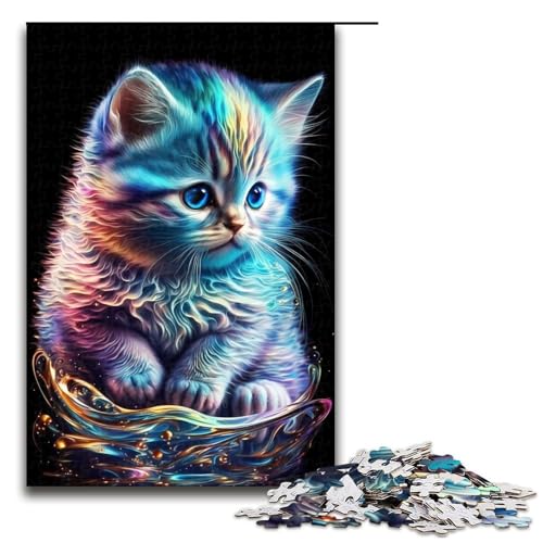 1000-teiliges süßes Nebelkätzchen-Puzzle für Kinder Holzpuzzle Heimkunstdekor 1000 Teile (75 x 50 cm) von mowenbingpeng