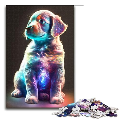 1000-teiliges süßes kosmisches Welpen-Puzzle Geschenke Puzzle für Erwachsene Weihnachtswunschliste mit Weihnachtsmann für Teenager ab 14 Jahren 1000 Teile (75 x 50 cm) von mowenbingpeng