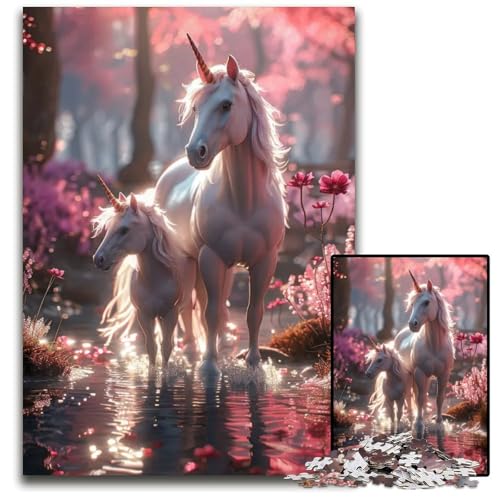 1000teiliges EinhornPuzzle aus Holz perfekt für Familienspaß Partyspiele Geburtstagspartygeschenke 1000 Teile (75 x 50 cm) von mowenbingpeng