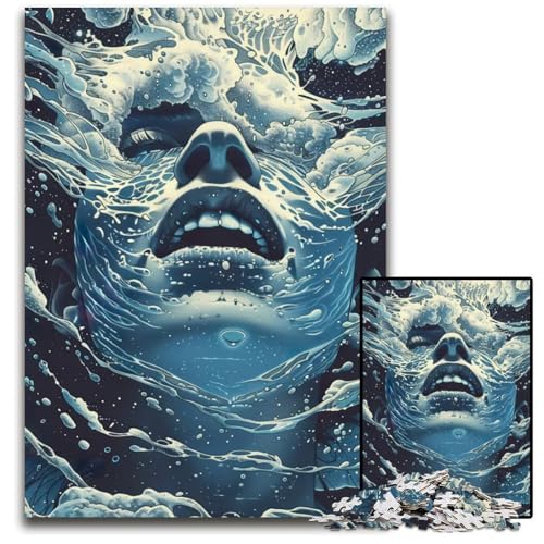 1000teiliges Puzzle „Frau unter Wasser“ Holzpuzzle für Erwachsene Geburtstagsgeschenkidee anspruchsvolles Denkspiel 1000 Teile (38 x 26 cm) von mowenbingpeng