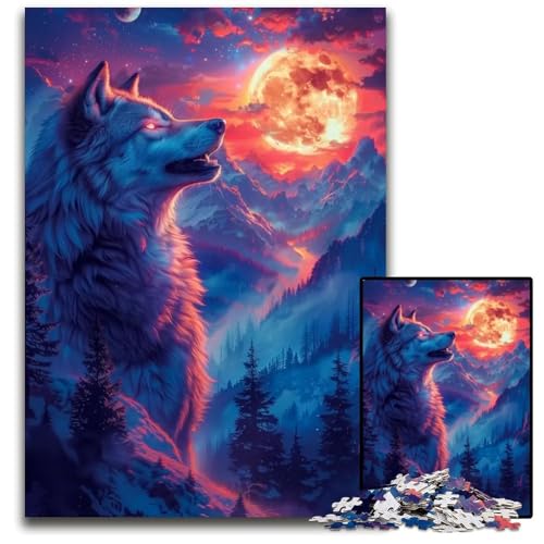 1000teiliges Puzzle „Heulender Wolf“ zum Entspannen und Herausfordern farbenfrohe Heimdekoration Kunst Freunde 1000 Teile (38 x 26 cm) von mowenbingpeng