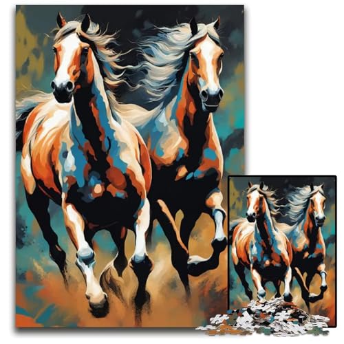 1000teiliges Puzzle „Horses Brothers“ unmögliche Puzzles für Erwachsene Denkspiel interaktives Familienspiel geeignet für Kinder ab 14 Jahren 1000 Teile (38 x 26 cm) von mowenbingpeng