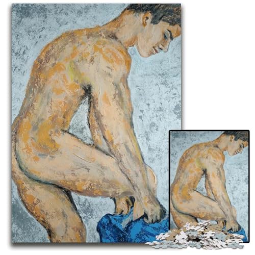 1000teiliges Puzzle „Junger Mann“ für Erwachsene Holzpuzzle perfekt für Familienspaß Partyspiele Geburtstagspartygeschenke 1000 Teile (75 x 50 cm) von mowenbingpeng