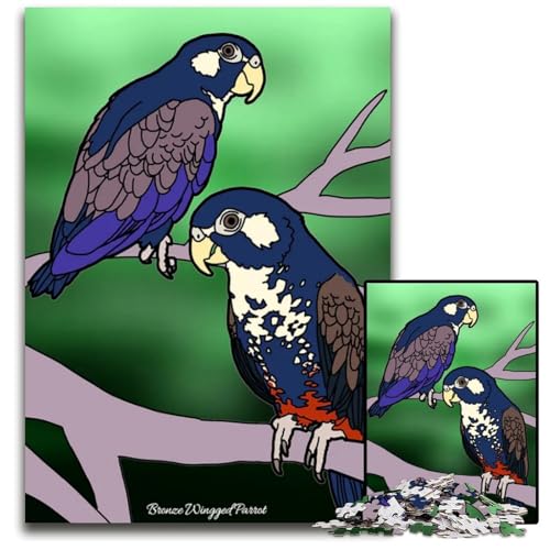 1000teiliges Puzzle „Papageien mit Bronzeflügeln“ unmögliches Puzzle für Erwachsene Denksportspiel interaktives Familienspiel geeignet für Kinder ab 14 Jahren 1000 Teile (38 x 26 cm) von mowenbingpeng