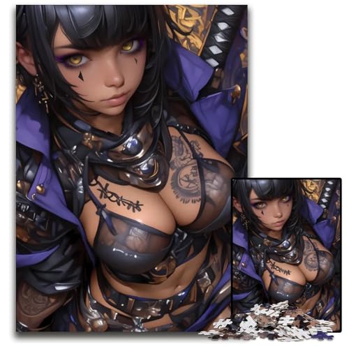 1000teiliges Puzzle AnimeKriegerin unmögliches Puzzle für Erwachsene pädagogisches Denkspiel künstlerische HeimbüroDekoration ab 14 Jahren 1000 Teile (75 x 50 cm) von mowenbingpeng