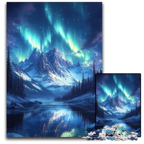 1000teiliges Puzzle Aurora Borealis Berglandschaft unmögliches Puzzle für Erwachsene pädagogisches Denkspiel künstlerische HeimbüroDekoration ab 14 Jahren 1000 Teile (75 x 50 cm) von mowenbingpeng