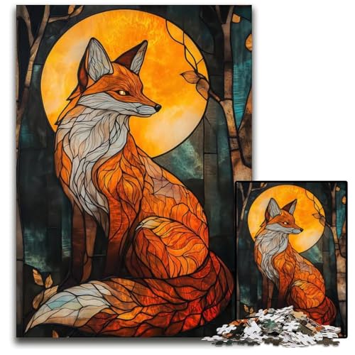 1000teiliges Puzzle BuntglasFuchs Unmögliches Puzzle für Erwachsene Denkspiel interaktives Familienspiel geeignet für Kinder ab 14 Jahren 1000 Teile (75 x 50 cm) von mowenbingpeng