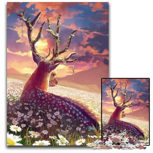 1000teiliges Puzzle Felder mit Gänseblümchen Holzpuzzle für Erwachsene GehirnHerausforderung Teenager Heimdekoration 1000 PCS (75 x 50 cm) von mowenbingpeng