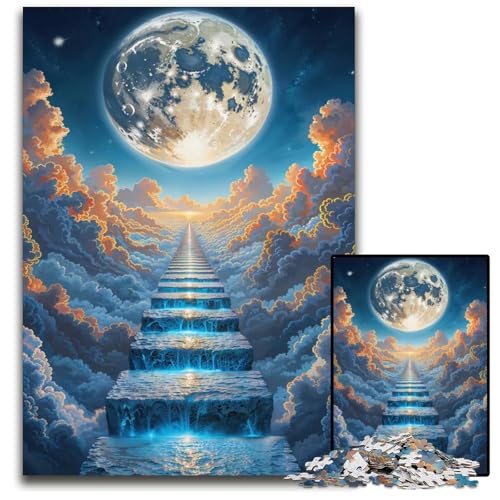 1000teiliges Puzzle Himmlische Treppe Holzpuzzle perfekt für Familienspaß Partyspiele Geburtstagspartygeschenke 1000 Teile (75 x 50 cm) von mowenbingpeng