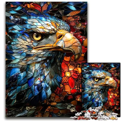 1000teiliges Puzzle JugendstilGlasadler unmögliches Puzzle für Erwachsene Denkspiel interaktives Familienspiel geeignet für Kinder ab 14 Jahren 1000 Teile (75 x 50 cm) von mowenbingpeng