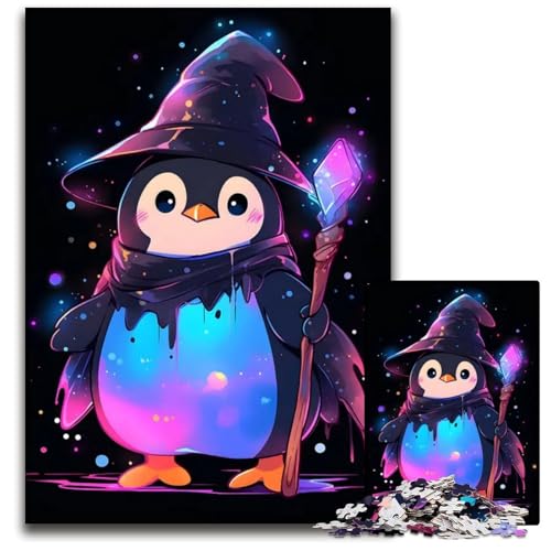 1000teiliges Puzzle PinguinZauberer Holzpuzzle Denksportaufgabe Teenager Heimdekoration 1000 Teile (75 x 50 cm) von mowenbingpeng