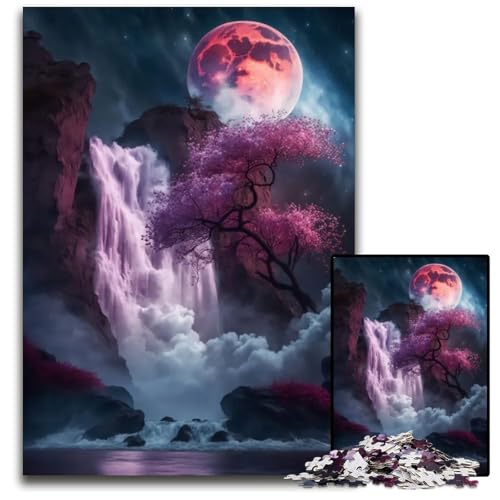 1000teiliges Puzzle SakuraWasserfall Holzpuzzle Denksportaufgabe Teenager Heimdekoration 1000 Teile (75 x 50 cm) von mowenbingpeng